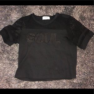 SoulCycle mesh sleeve crop tee size small